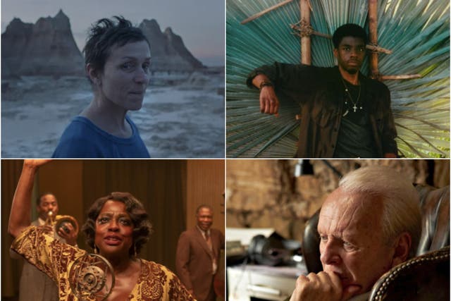 <p>Frances McDormand, Chadwick Boseman, Viola Davis and Anthony Hopkins are all in this year’s Oscars race</p>