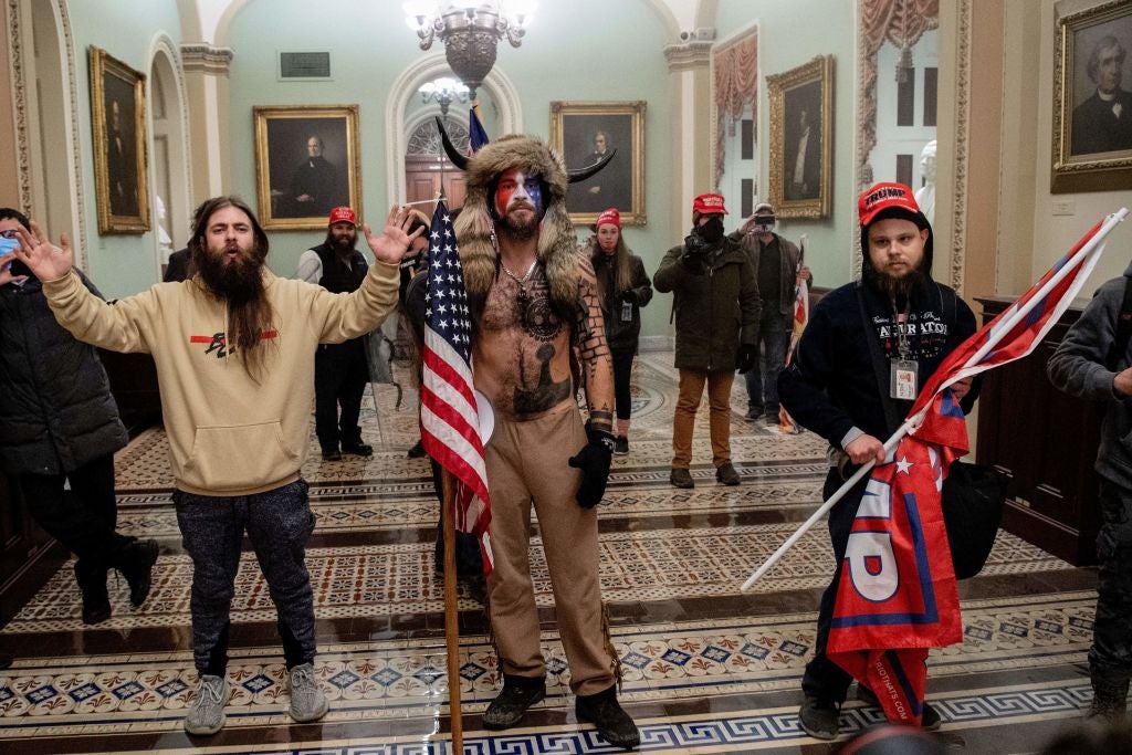 Supporters of Donald Trump inside the Capitol building