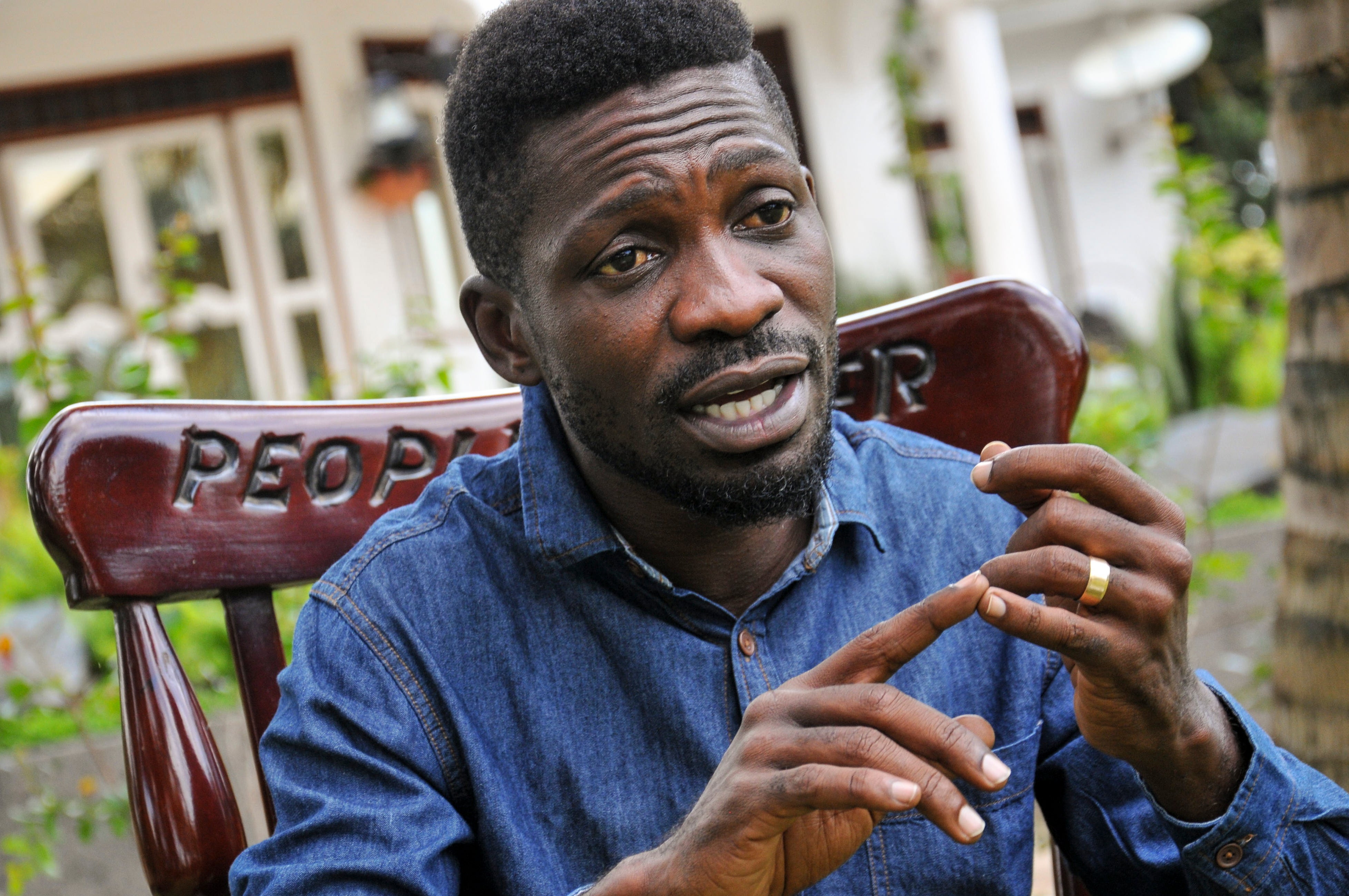 ‘Whatever is being declared is a total sham’: Bobi Wine, pictured in March 2020, says the election has been rigged