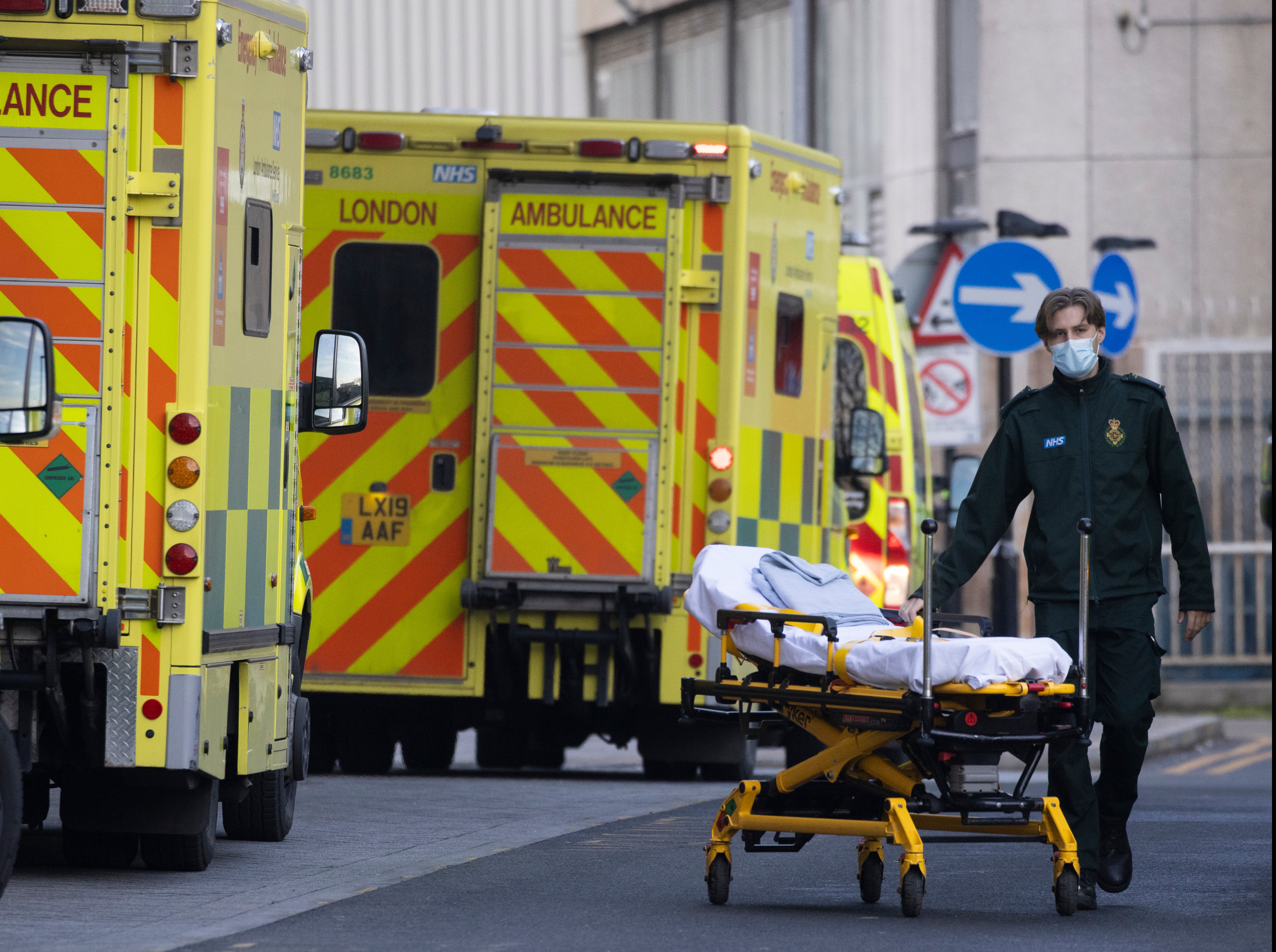 Ambulances at the Royal London Hospital this week