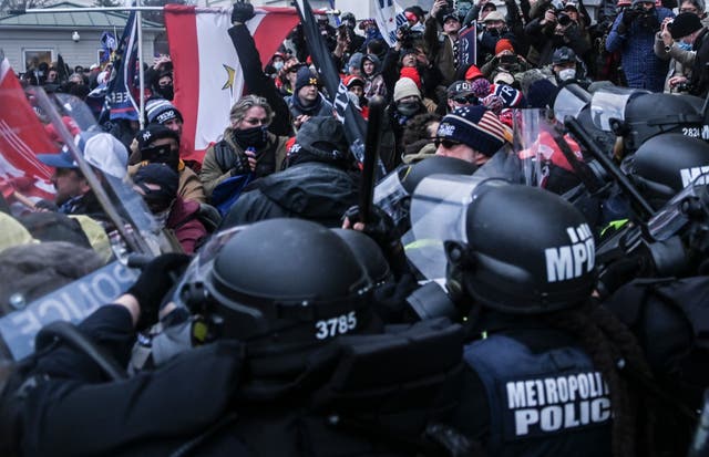 <p>Washington DC police and pro-Trump demonstrators clash at the United States Capitol during the Pro-Trump rally.&nbsp;</p><p>&nbsp;</p>