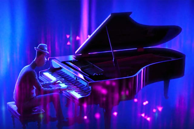 Joe Gardner (Jamie Foxx) gets lost in the music in Pixar’s Soul