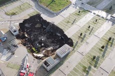 Giant sinkhole closes Covid facility in Naples