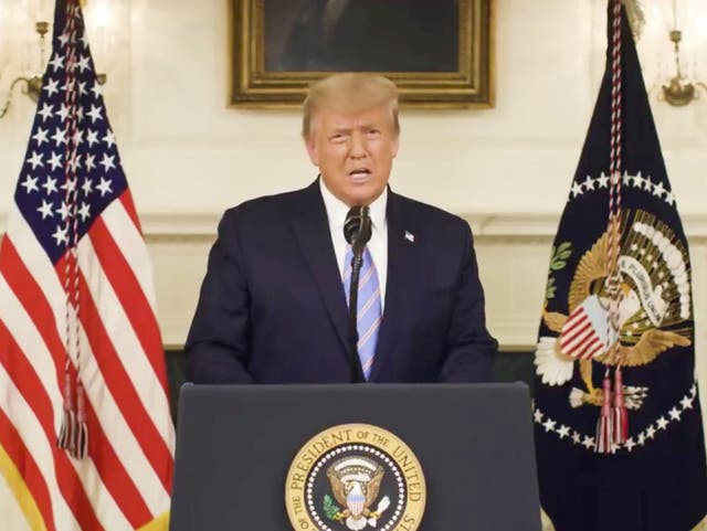 US president Donald Trump speaking on Thursday