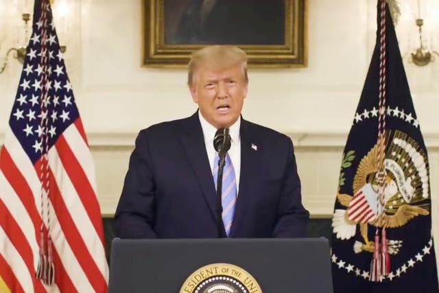 US president Donald Trump speaking on Thursday