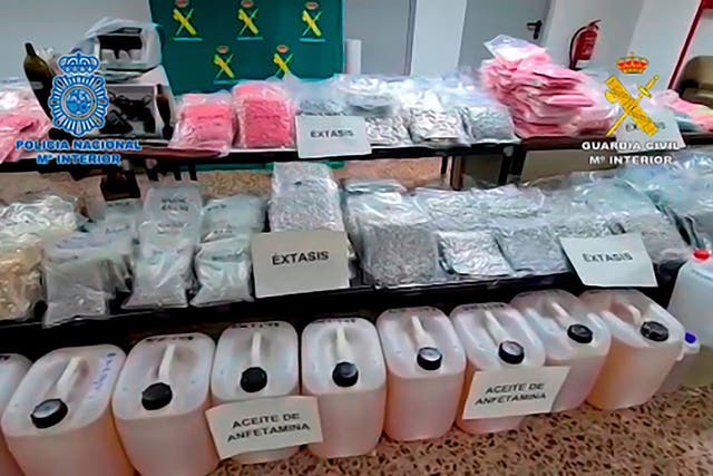 Synthetic drugs seized by Spanish police during an operation against a criminal organization based in Barcelona (Photo by HANDOUT/SPANISH INTERIOR MINISTER/AFP via Getty Images)