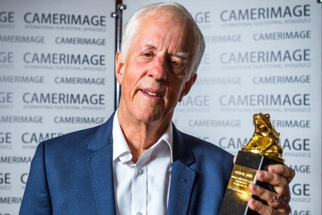Michael Apted receiving the award for lifetime achievement during a gala closing of the 24th Festival of the Art of Cinematography Camerimage at the Opera Nova in Bydgoszcz, Poland