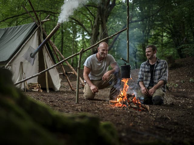 <p>Ed Stafford and Steven Hanton host a free bushcraft series for families around the UK</p>