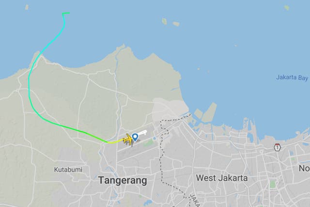 Flight path: the track of Sriwijaya Air SJ182 from Jakarta to Pontianak
