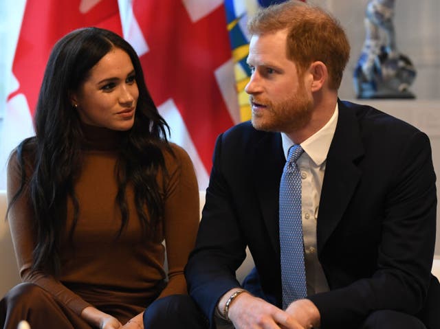 The Duke and Duchess of Sussex during a visit to Canada House, central London
