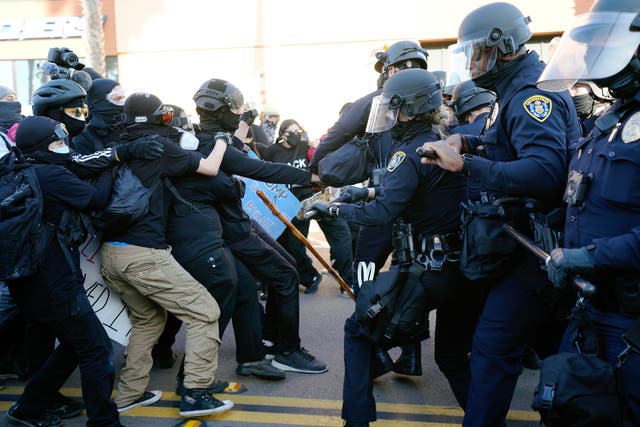San Diego-Protesters Clash