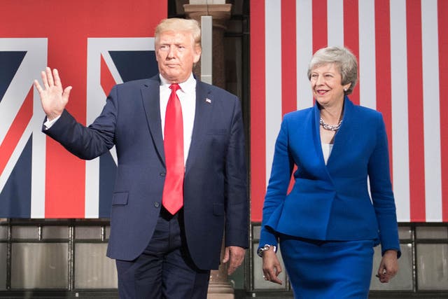 <p>Mr Trump’s visit to the UK in June 2019 sparked major protests, and Ms May was replaced by Boris Johnson the following month</p>