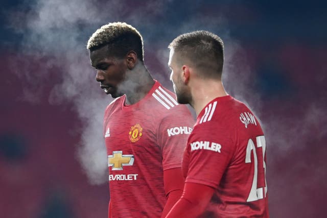 Manchester United’s Paul Pogba and Luke Shaw