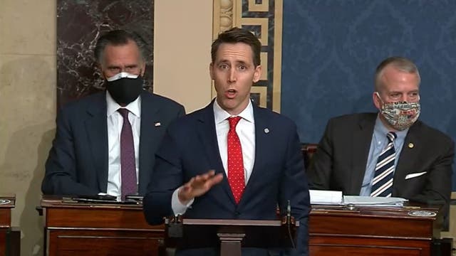 Senator Josh Hawley is one of six senators who is feeling the pressure after voting to throw out Joe Biden’s presidential election victory.