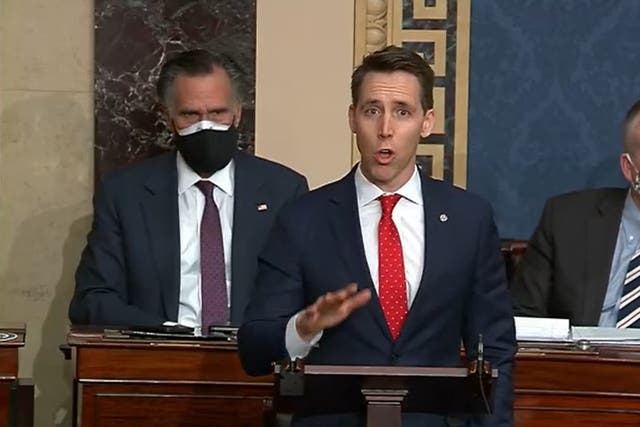 Senator Josh Hawley is one of six senators who is feeling the pressure after voting to throw out Joe Biden’s presidential election victory.
