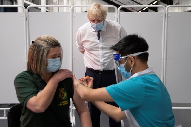 <p>Boris Johnson visits a vaccination centre in Bristol</p>
