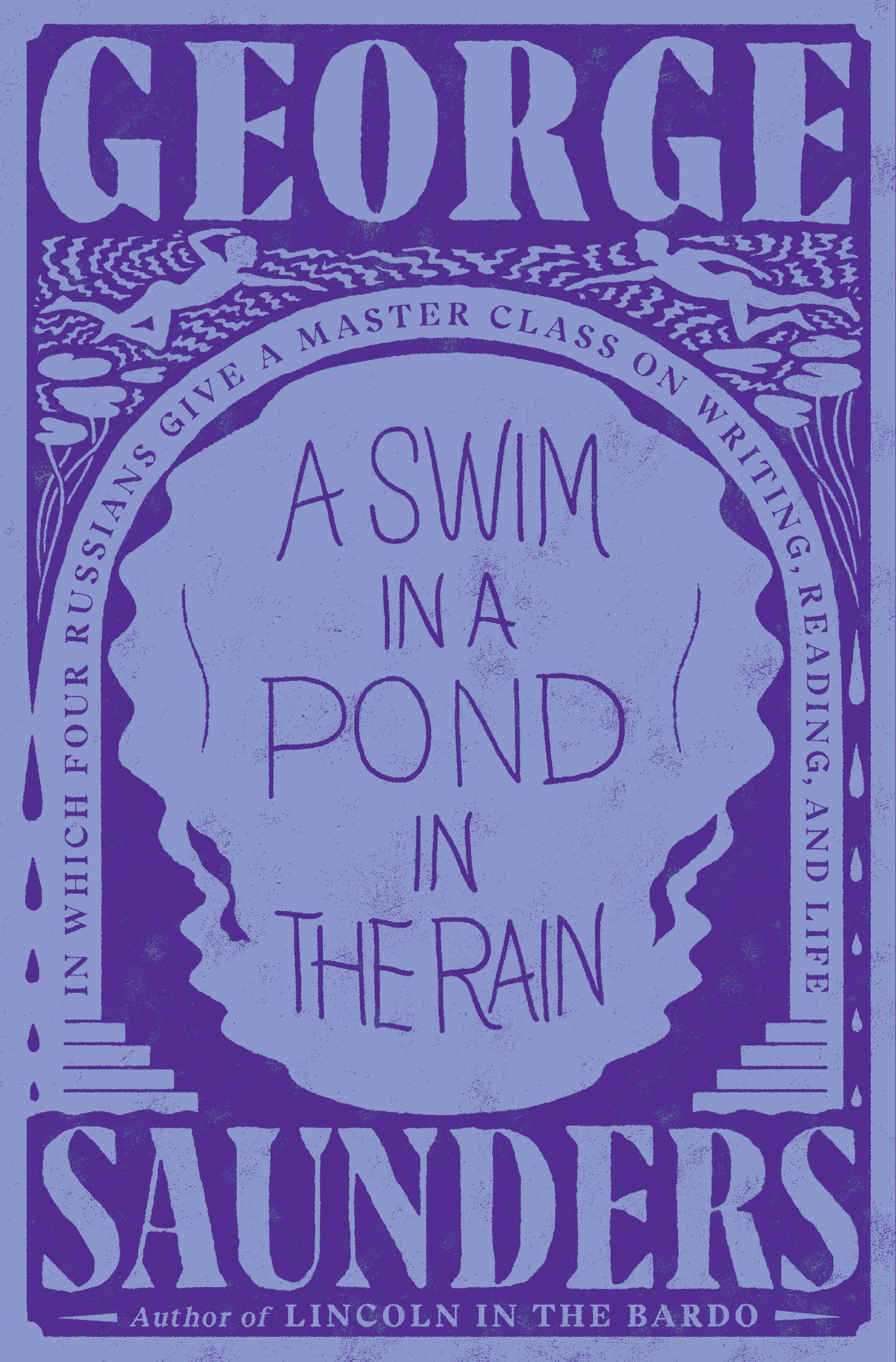 saunders a swim in a pond in the rain