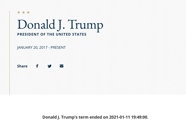 A biography page for Donald Trump on the State Department’s website on 11 January