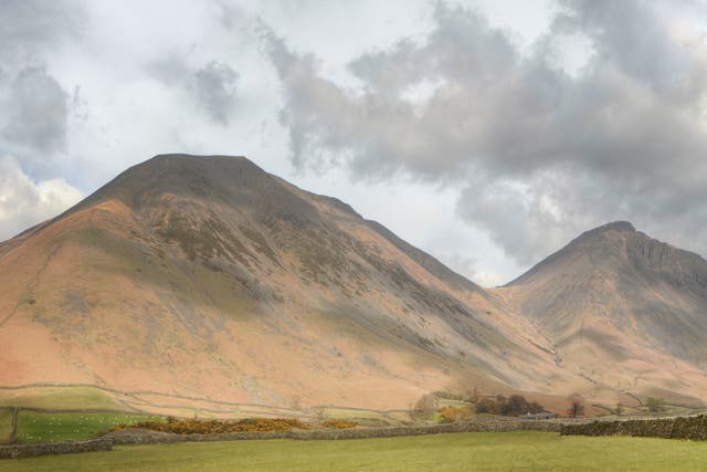 The bare slopes of peaks Kirk Fell (left) and Great Gable, from Wasdale Head, the same area the Countryfile photo was taken