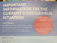 Covid conspiracy flyers posted to London residents