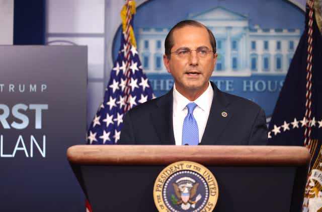 Secretary of Health and Human Services Alex Azar speaks to the press in the Briefing Room at the White House on 20 November, 2020