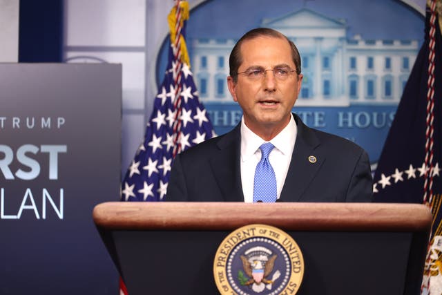 Secretary of Health and Human Services Alex Azar speaks to the press in the Briefing Room at the White House on 20 November, 2020