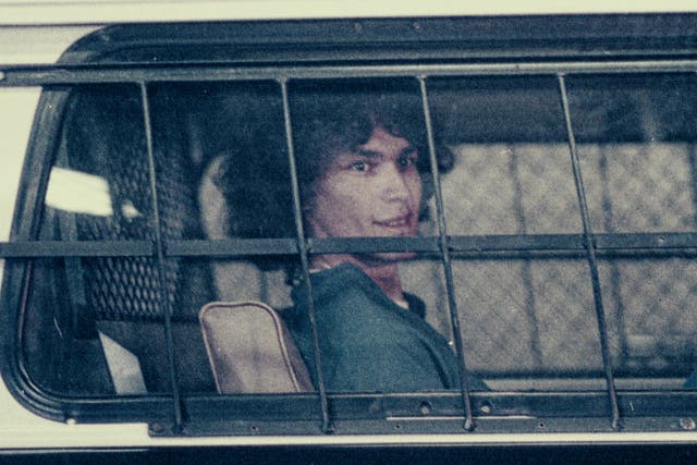 <p>Richard Ramirez in custody. Ramirez’s crimes form the basis of ‘Night Stalker: The Hunt for a Serial Killer’</p>