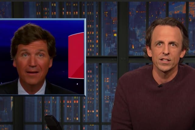 Seth Meyers took Tucker Carlson to task on his own show on Tuesday night