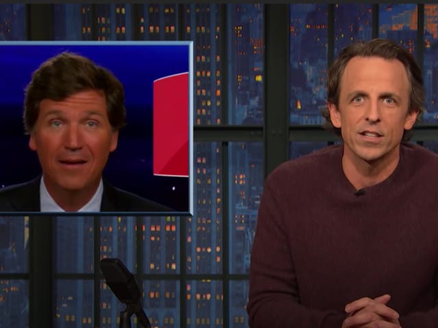 Seth Meyers took Tucker Carlson to task on his own show on Tuesday night