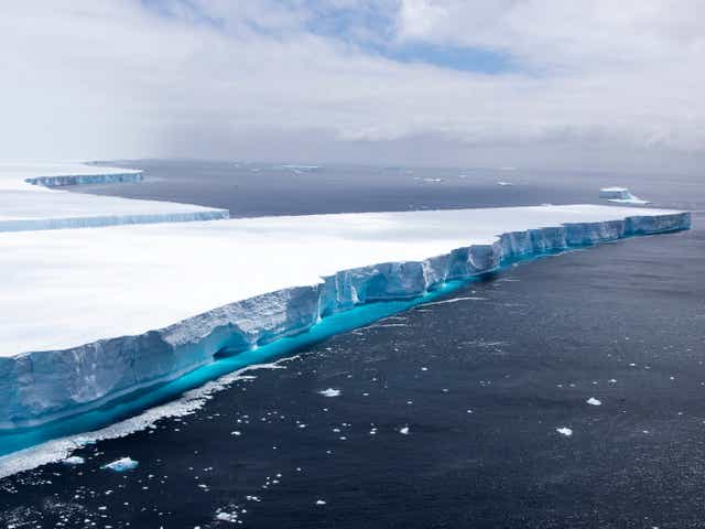 <p>One of the largest recorded icebergs, A68a, floating near the island of South Georgia in the South Atlantic, 23 December 2020</p>