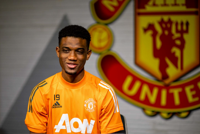 Amad Diallo photographed at Manchester United’s training complex