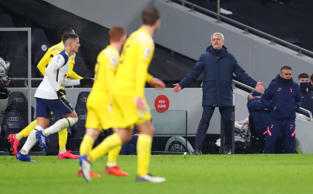 Mourinho protests during Tottenham’s draw with Fulham