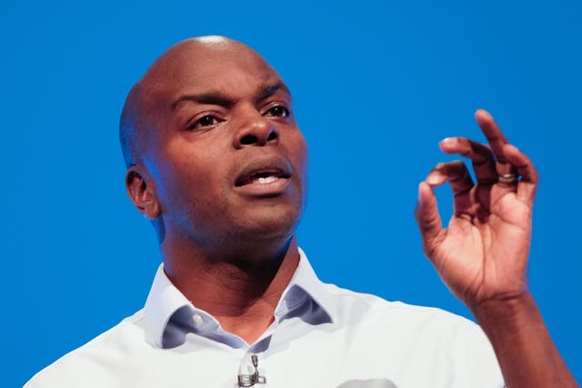Shaun Bailey, the Conservative candidate for the Mayor of London, delivers a speech on the third day of the Conservative Party Conference at Manchester Central at Manchester Central on 01 October, 2019 in Manchester, England.  Mr Bailey is facing criticism after suggesting people living in temporary accommodations should be able to save up for a housing deposit.
