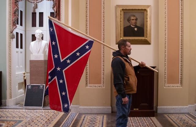 <p>Trump supporter who brought Confederate flag into Capitol arrested</p>