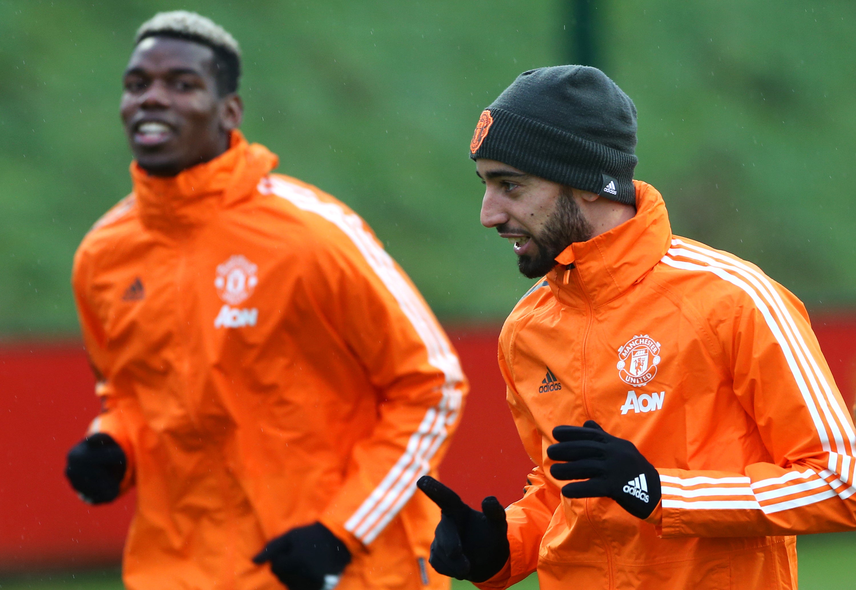 Fernandes with United midfielder Paul Pogba