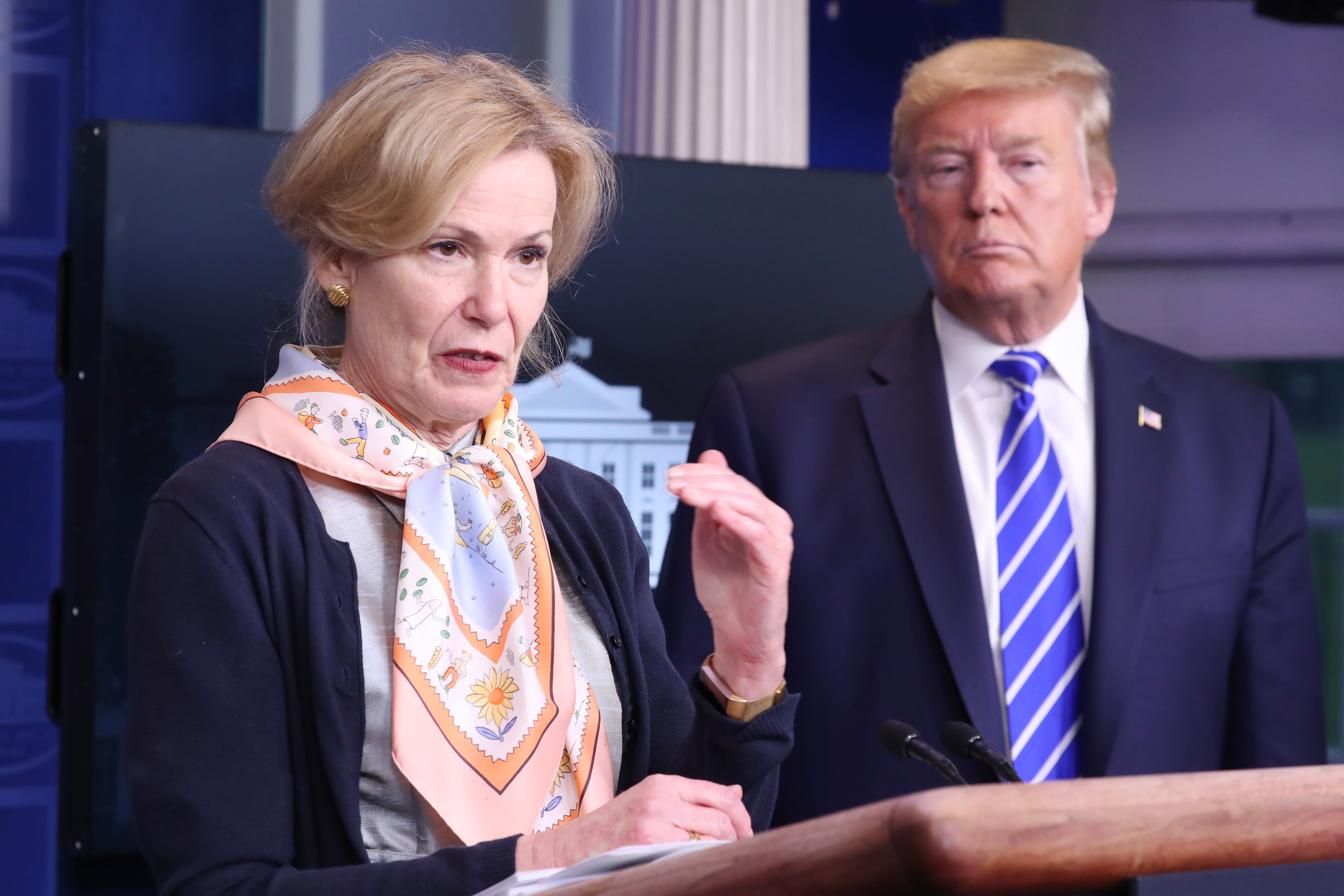 White House coronavirus response coordinator Deborah Birx and Donald Trump are joined by members of the Coronavirus Task Force, 23 April, 2020