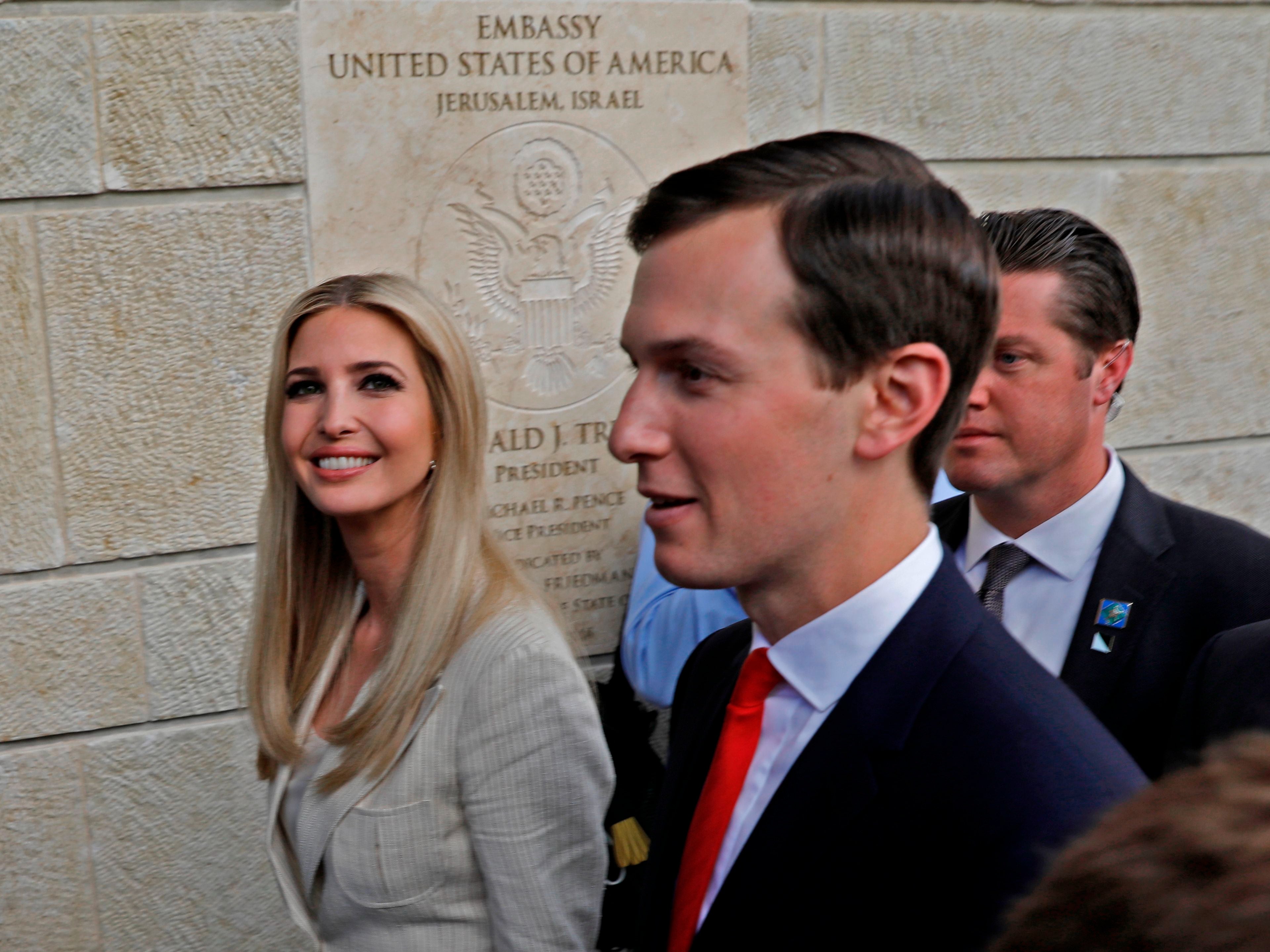 Ivanka Trump and her husband White House advisor Jared Kushner are seen during the opening of the US embassy in Jerusalem, 14 May 2018