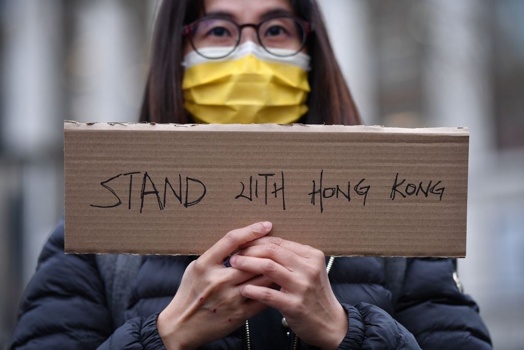 A protester mourns the loss of Hong Kong’s political freedoms