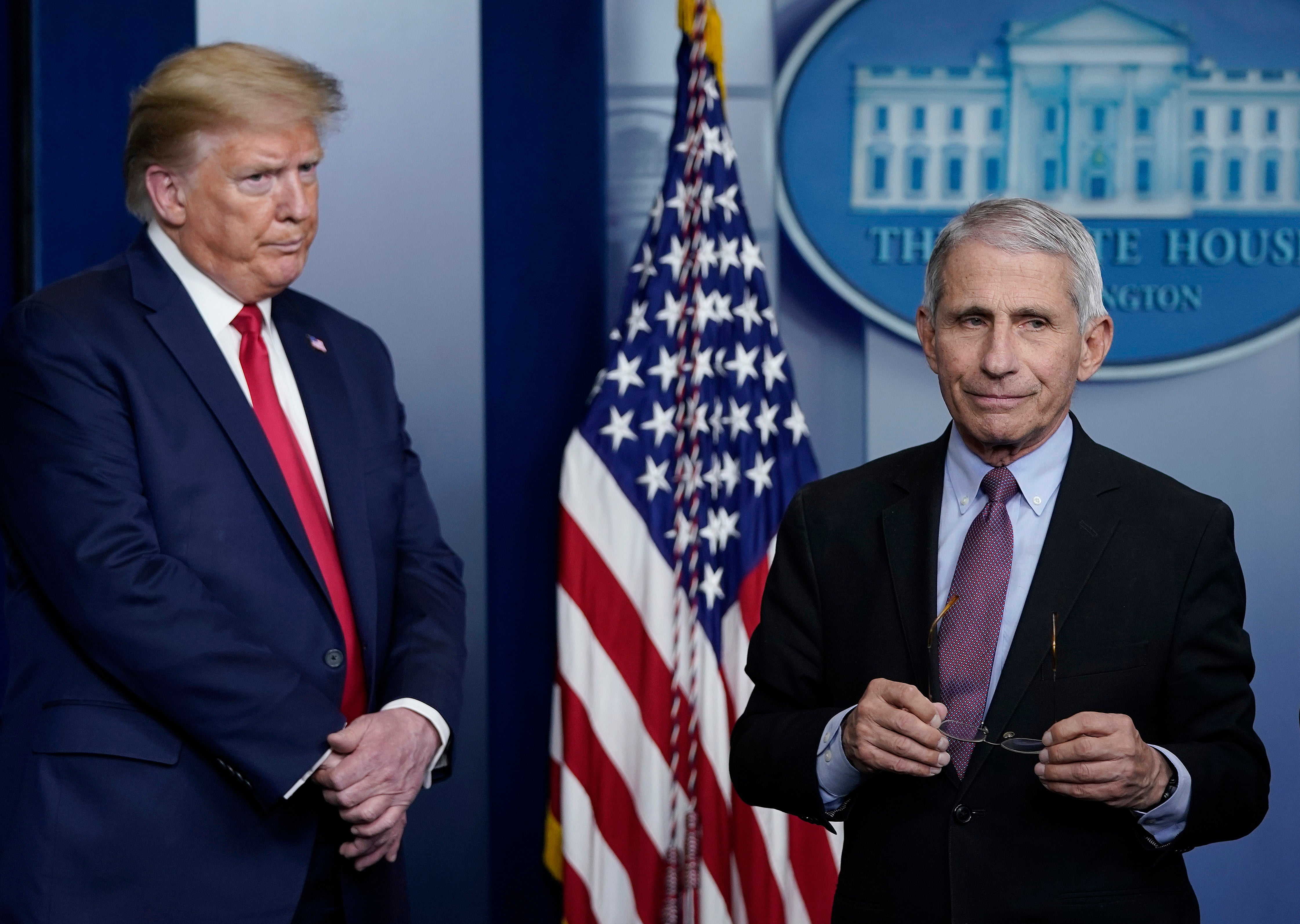 Trump with Fauci in April