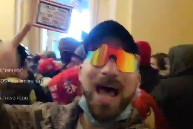 Far-right personality Baked Alaska live-streamed inside the US Capitol on 6 January.