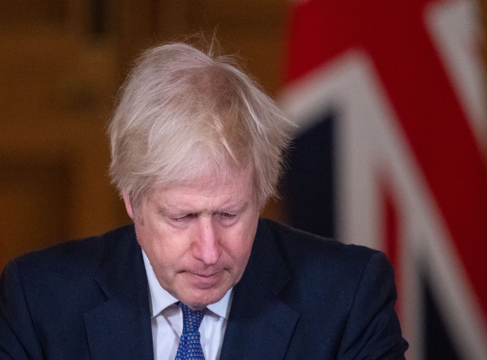 <p>Boris Johnson hosts a virtual press conference on the coronavirus pandemic</p>