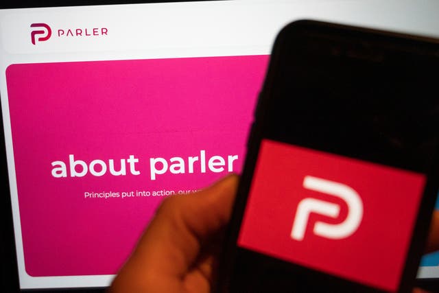 The logo of the social media platform Parler