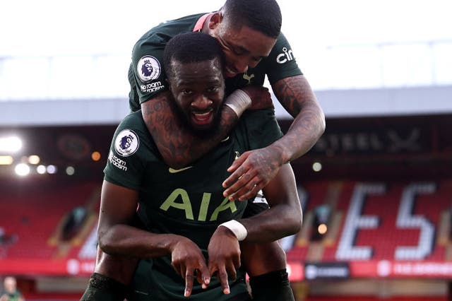 Tanguy Ndombele of Tottenham Hotspur celebrates