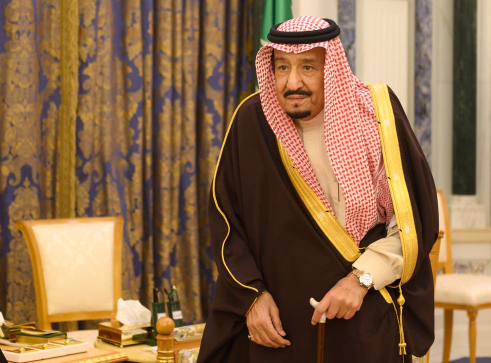 Saudi Arabia’s King Salman bin Abdulaziz  meets with US Secretary of State Mike Pompeo (not pictured) at the Royal Court in Riyadh on 14 January, 2019. 