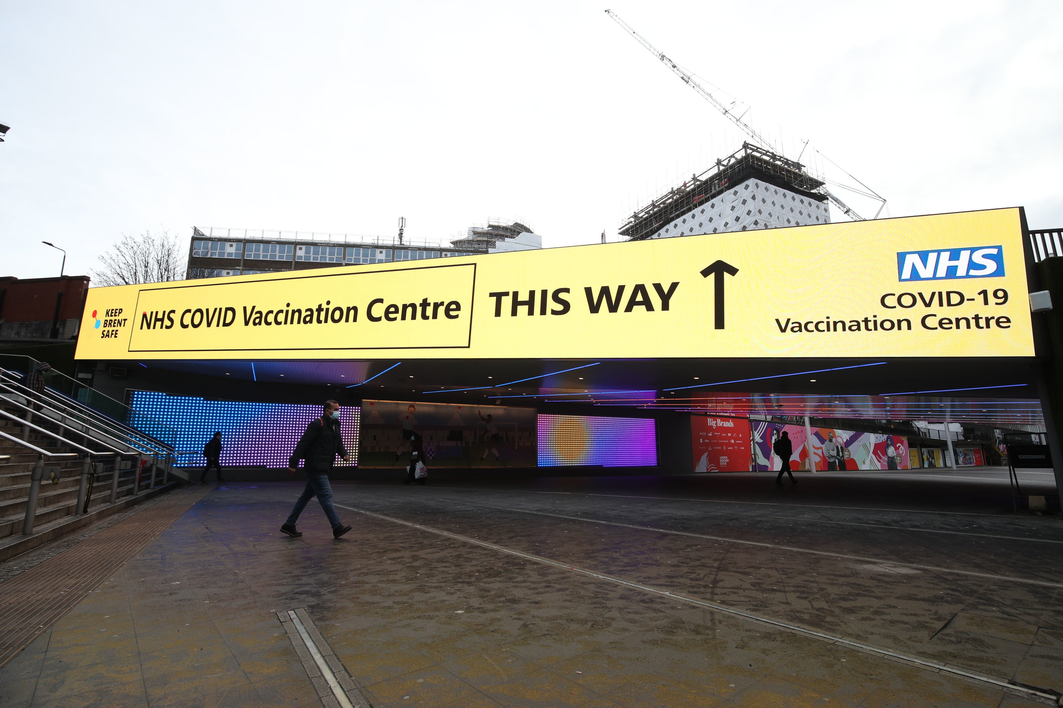 One of the new vaccination hubs has opened near Wembley Stadium in London