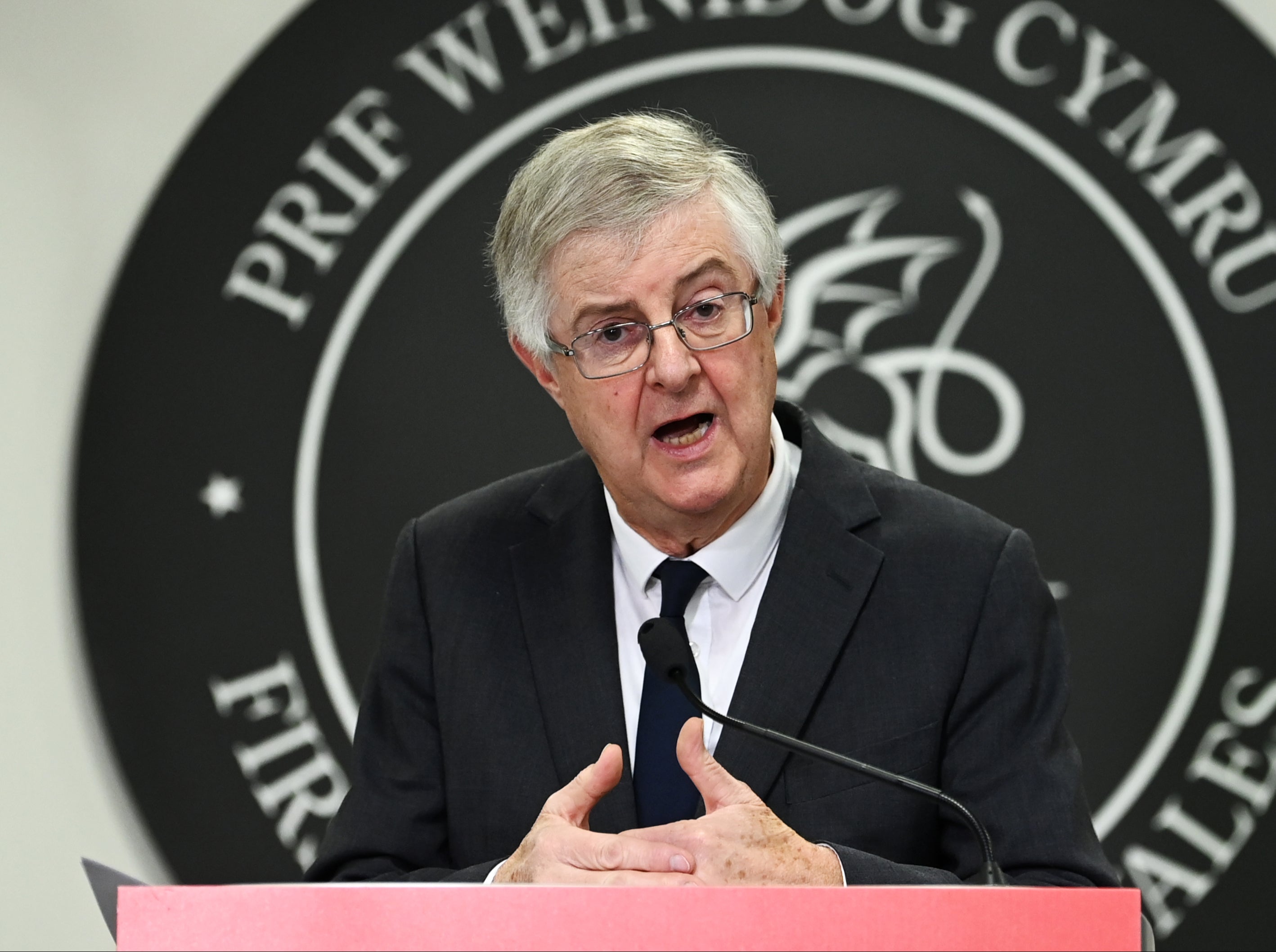 First Minister of Wales Mark Drakeford speaks during a press conference in October