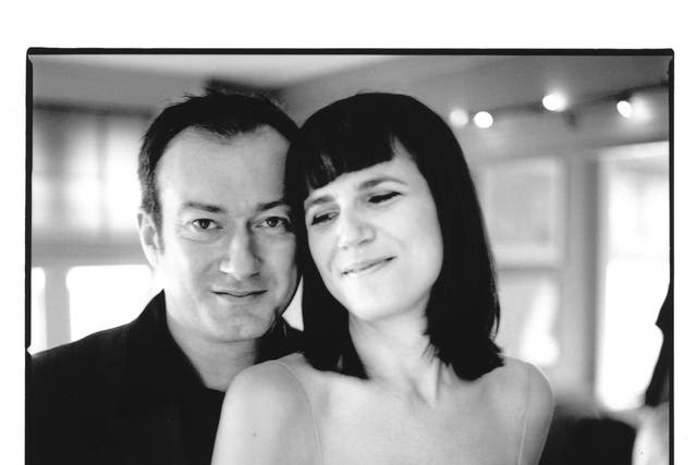 <p>Catherine Mayer and Andy Gill on their wedding day</p>