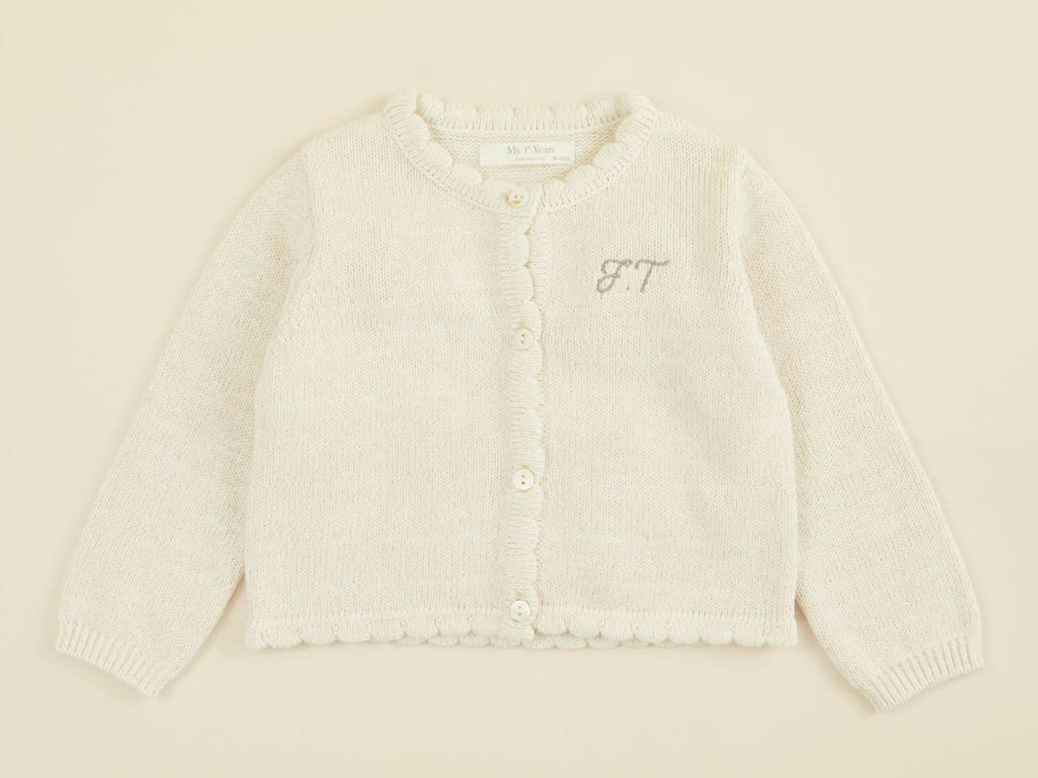 Personalised Oatmeal Knitted Cardigan, £20.80, My 1st Years.jpg
