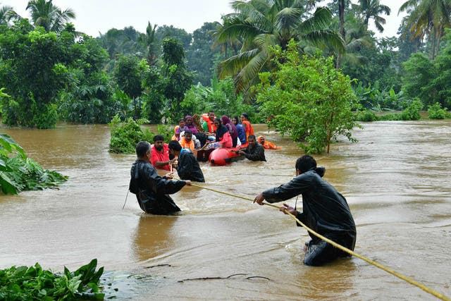 Flood rescue operations, such as this one in the southern Indian state of Kerala in 2019, could become more common as climate change shifts the global ‘rain belt’