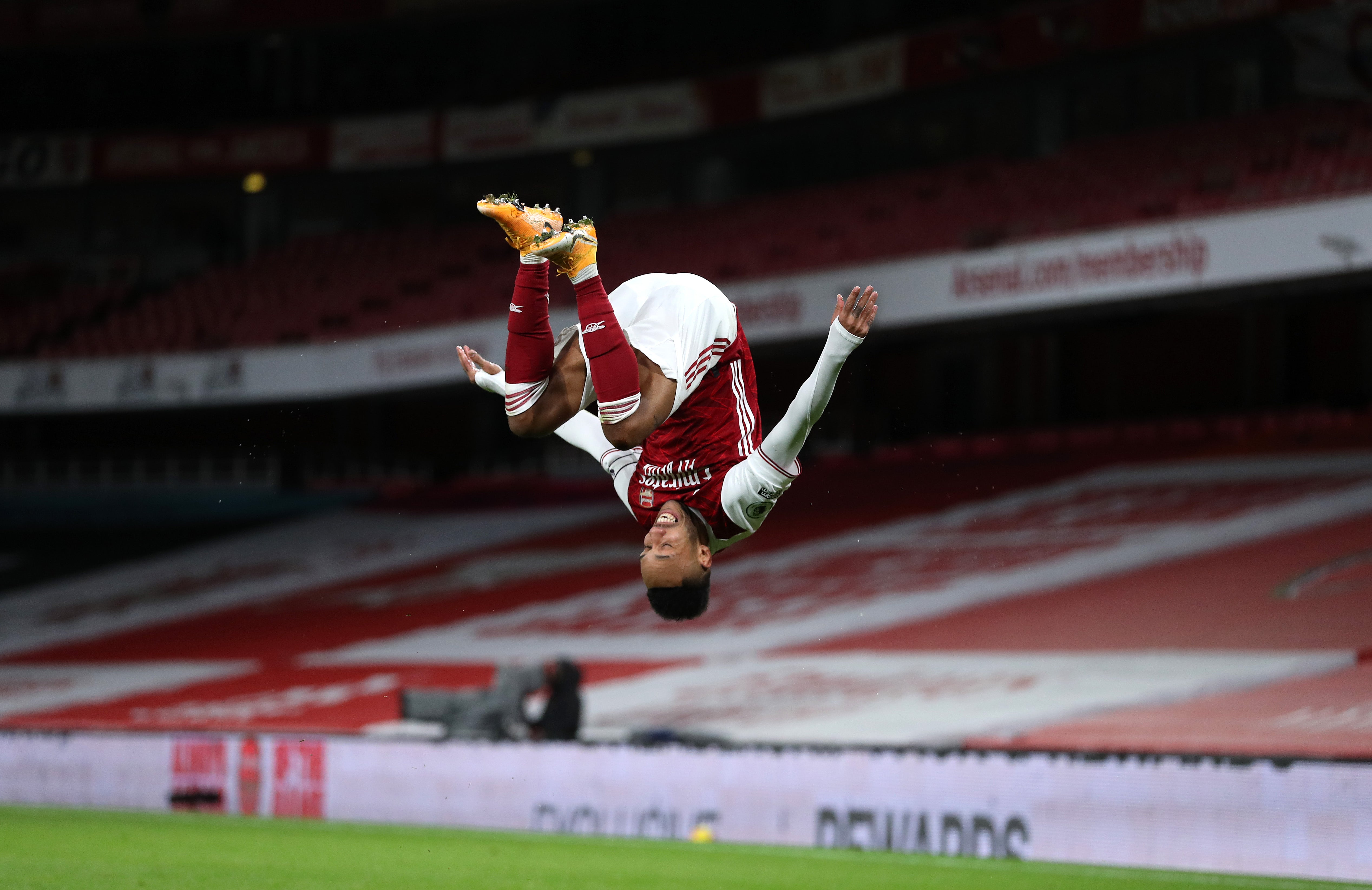 Aubameyang celebrates opening the scoring